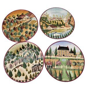 VTG Gear 1995 BLOCK Country Village 8” Ceramic Luncheon Salad Plates - Set of 4